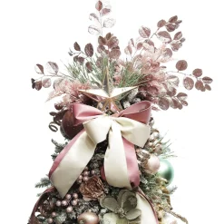 Pink Glitter Round Leaf Spray Christmas Sprays|