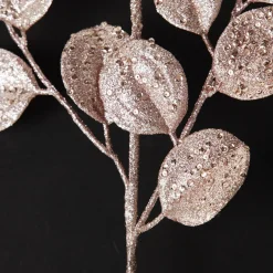 Pink Glitter Round Leaf Spray Christmas Sprays|