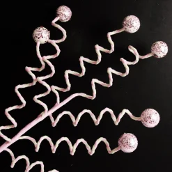 Pink Glitter Spiral Ball Pick Christmas Tree Picks|
