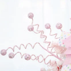 Pink Glitter Spiral Ball Pick Christmas Tree Picks|