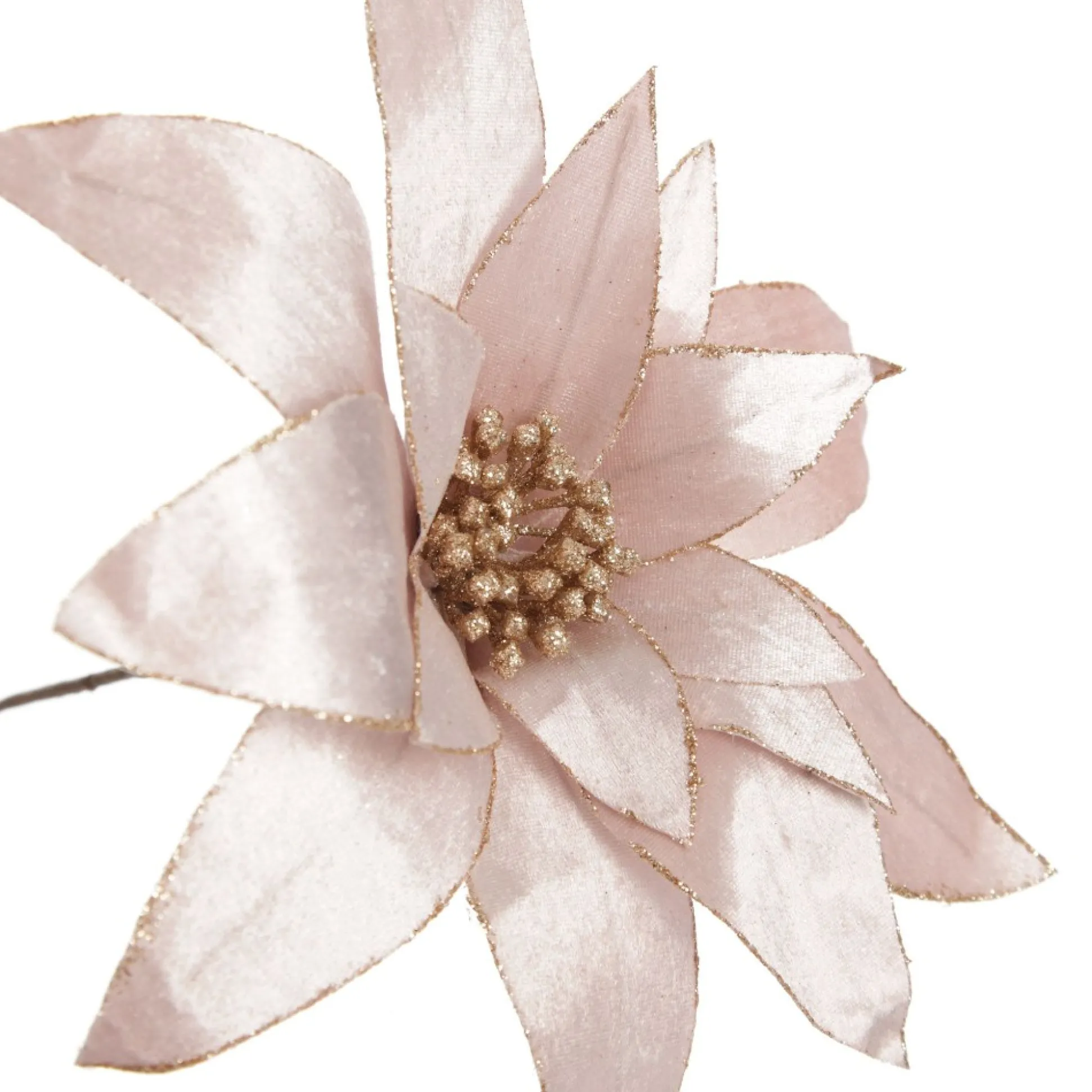 Pink Lily Flower Stem with Glitter Trim Christmas Flowers|