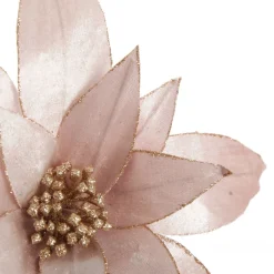 Pink Lily Flower Stem with Glitter Trim Christmas Flowers|
