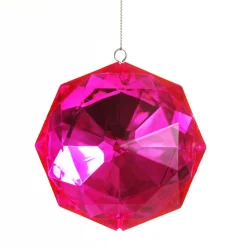 Pink Octagonal Cut Gem Christmas Hanging Decoration Christmas Tree Decorations|