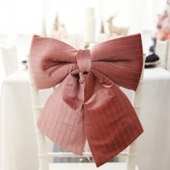 Pink Padded Velour Bow with Glitter Stripe Christmas Bells And Bows|