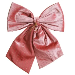 Pink Padded Velour Bow with Glitter Stripe Christmas Bells And Bows|