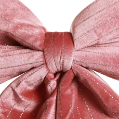 Pink Padded Velour Bow with Glitter Stripe Christmas Bells And Bows|