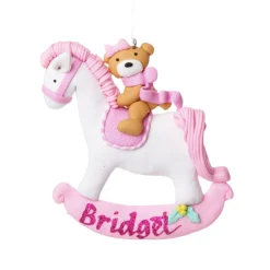 Pink Rocking Horse Decoration Personalised Decorations|
