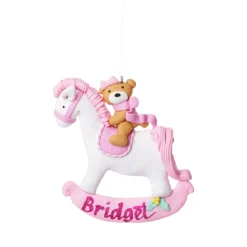 Pink Rocking Horse Decoration Personalised Decorations|
