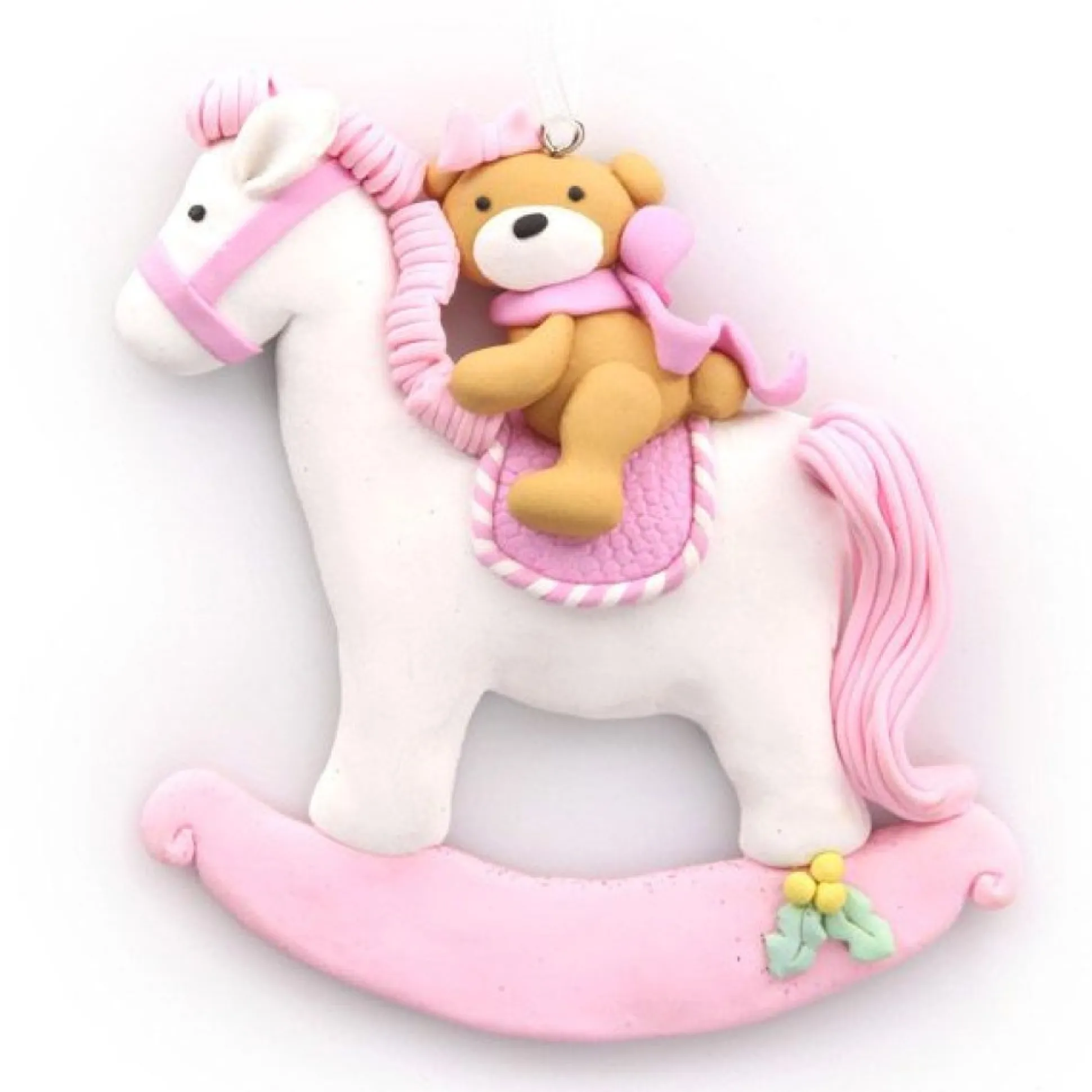 Pink Rocking Horse Decoration Personalised Decorations|