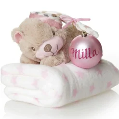 Pink Teddy with Blanket and Bauble Gift Pack Bauble Value Packs|