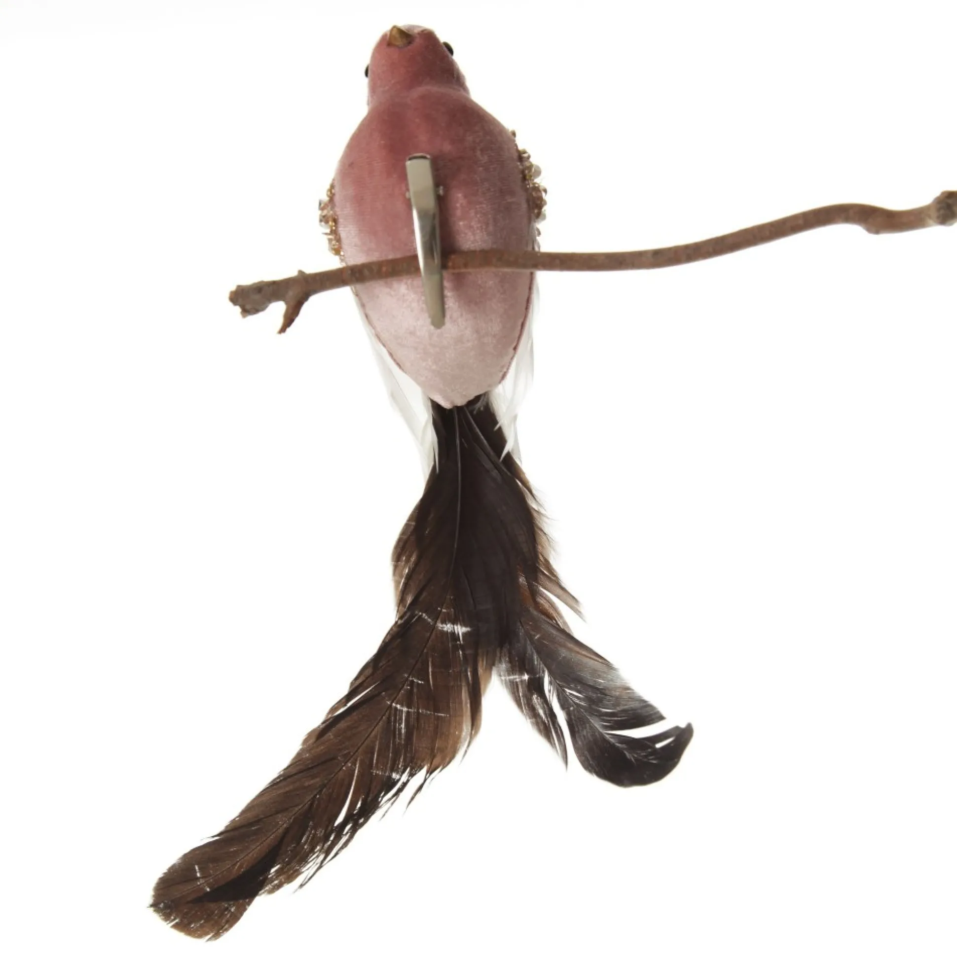 Pink Velvet Bird with Sequins Butterflies And Birds|