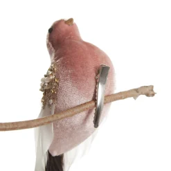 Pink Velvet Bird with Sequins Butterflies And Birds|