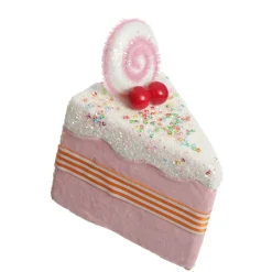 Pink Velvet Cake Slice with Frosting and Sprinkles Tree Decoration Christmas Tree Decorations|
