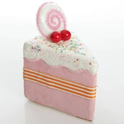 Pink Velvet Cake Slice with Frosting and Sprinkles Tree Decoration Christmas Tree Decorations|
