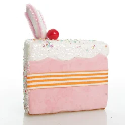 Pink Velvet Cake Slice with Frosting and Sprinkles Tree Decoration Christmas Tree Decorations|