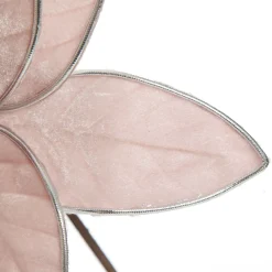 Pink Velvet Flower Stem with Silver Trim Christmas Flowers|