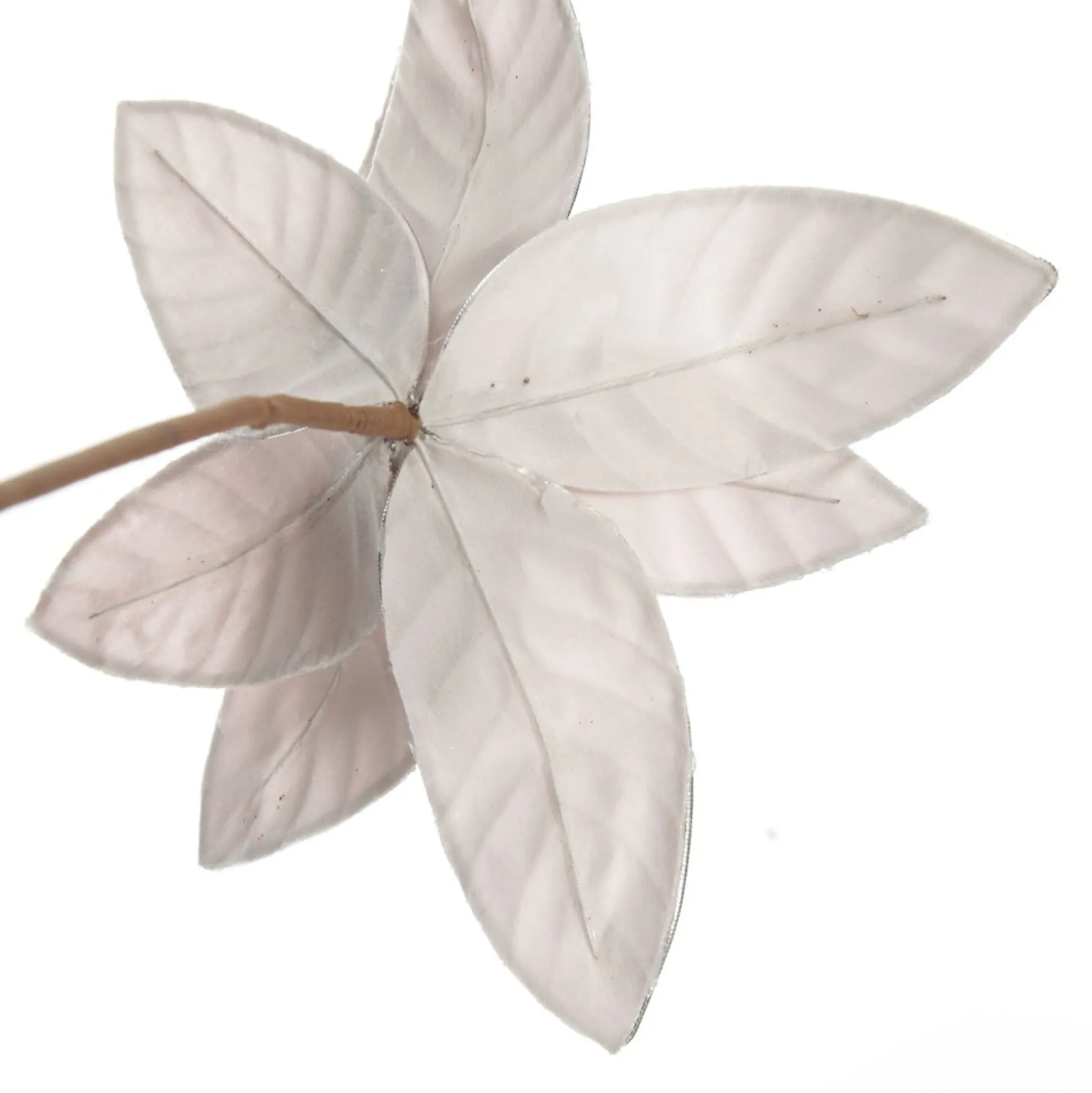 Pink Velvet Flower Stem with Silver Trim Christmas Flowers|