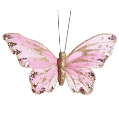 Pink with Purple Sequins Butterfly Clip Butterflies And Birds|