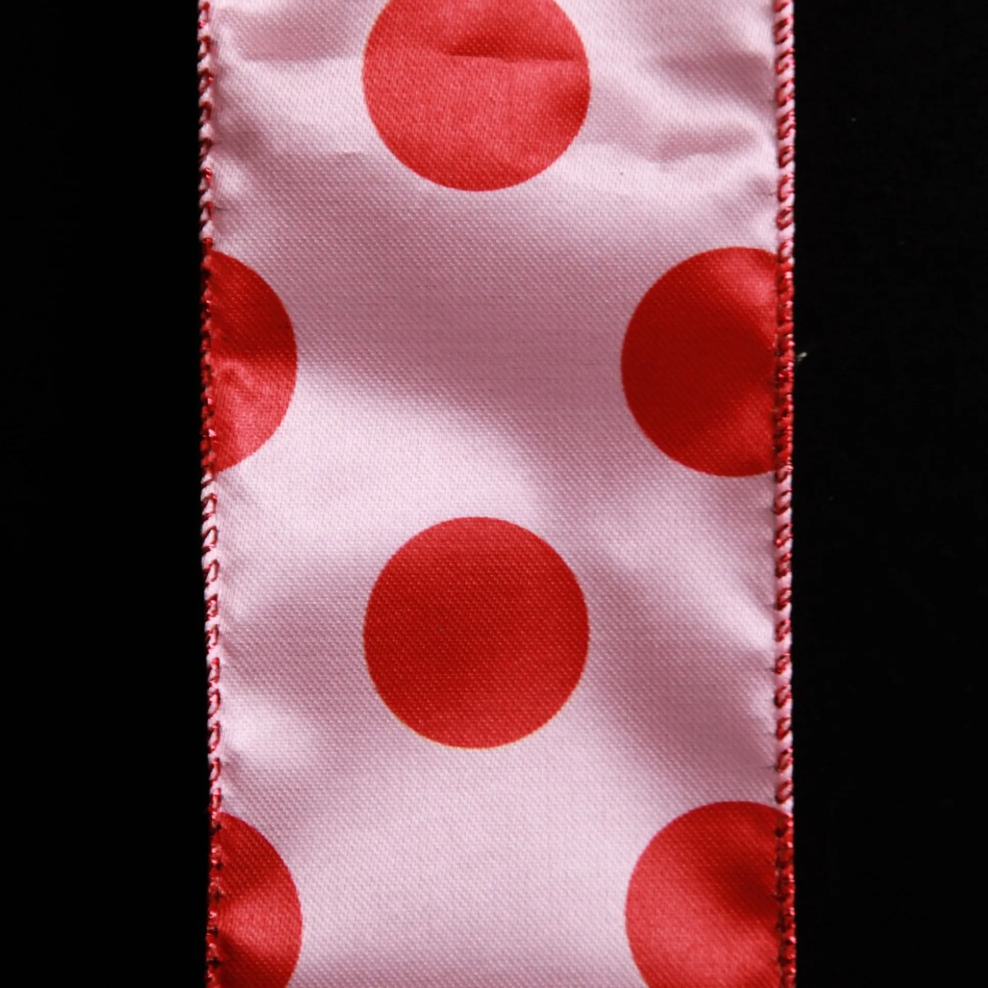 Pink with Red Dots Wired Christmas Ribbon Ribbons|