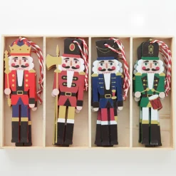 Plywood Nutcracker Tree Decorations - Box Set of 12 Christmas Tree Decorations|