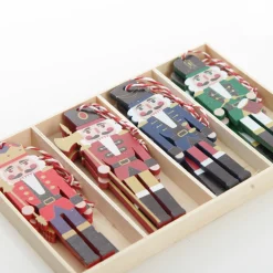 Plywood Nutcracker Tree Decorations - Box Set of 12 Christmas Tree Decorations|