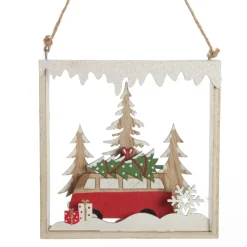 Plywood Winter Combi Christmas Scene Hanging Tree Decoration Christmas Tree Decorations|