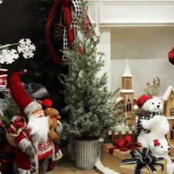 Potted Christmas Pine Tree with Snowy Top Table Top Christmas Trees|