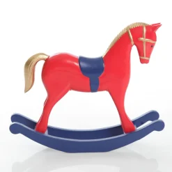Red and Blue Rocking Horse Christmas Ornament Christmas Ornaments|