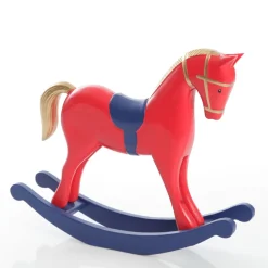 Red and Blue Rocking Horse Christmas Ornament Christmas Ornaments|