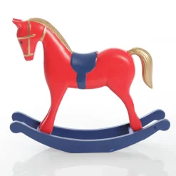 Red and Blue Rocking Horse Christmas Ornament Christmas Ornaments|