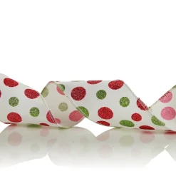 Red and Green Dots Wired Christmas Ribbon Ribbons|