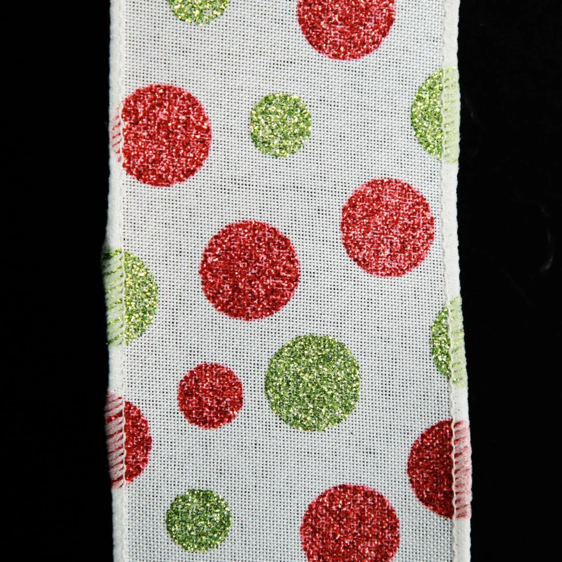 Red and Green Dots Wired Christmas Ribbon Ribbons|