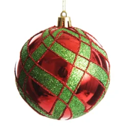 Red and Green Harlequin Christmas Baubles - Set of 4 Christmas Bauble Sets|
