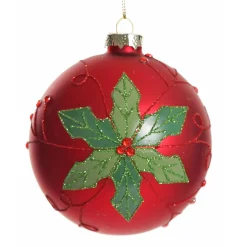 Red and Green Painted Holly and Tartan Christmas Baubles - Set of 2 Christmas Bauble Sets|