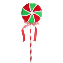 Red and Green Peppermint Candy Lollipop Pick Christmas Tree Picks|