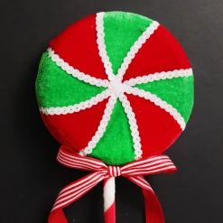 Red and Green Peppermint Candy Lollipop Pick Christmas Tree Picks|