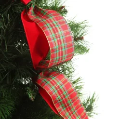Red and Green Tartan Deluxe Tree Topper Bow with Streamers Tree Toppers|