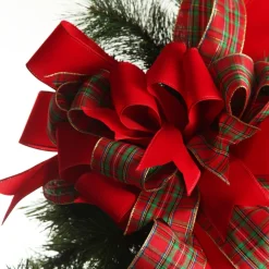 Red and Green Tartan Deluxe Tree Topper Bow with Streamers Tree Toppers|