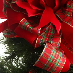 Red and Green Tartan Deluxe Tree Topper Bow with Streamers Tree Toppers|