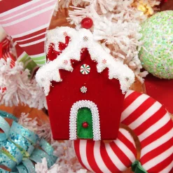 Red and Green Velvet Christmas House Tree Decoration Christmas Tree Decorations|