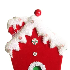 Red and Green Velvet Christmas House Tree Decoration Christmas Tree Decorations|