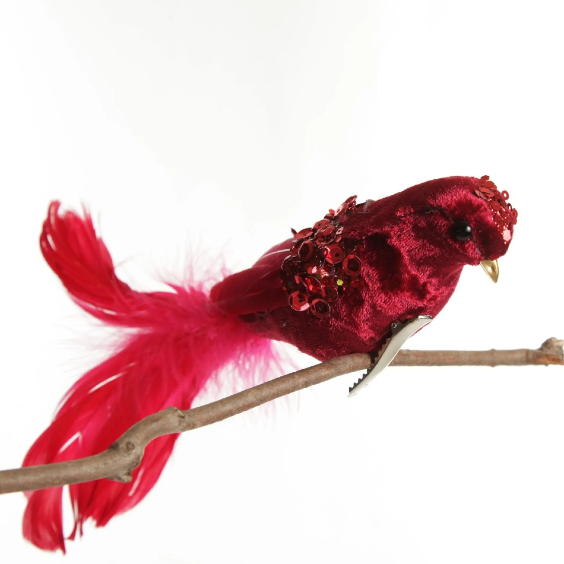 Red and Sequin Feather Bird Clip Butterflies And Birds|