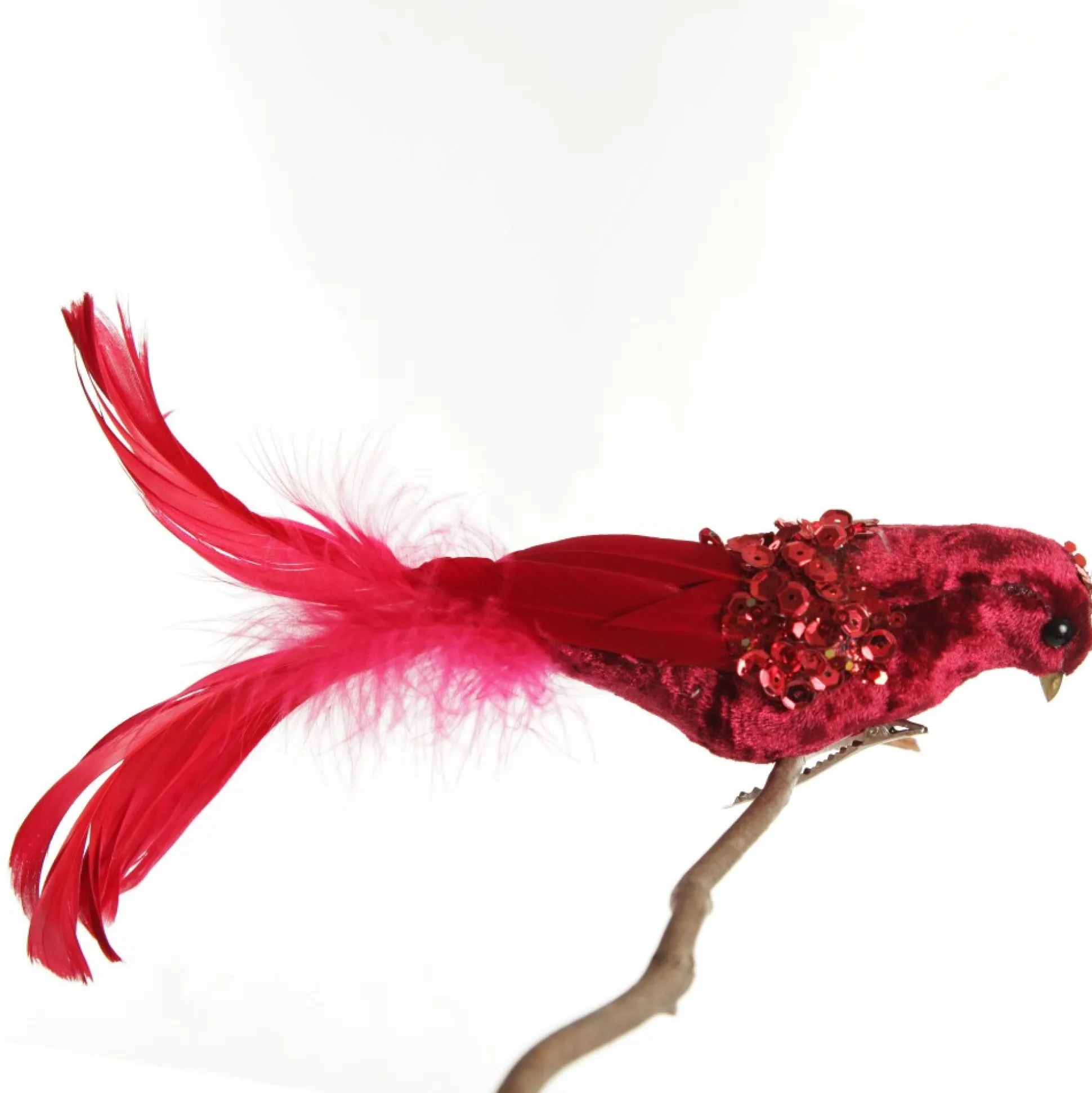 Red and Sequin Feather Bird Clip Butterflies And Birds|