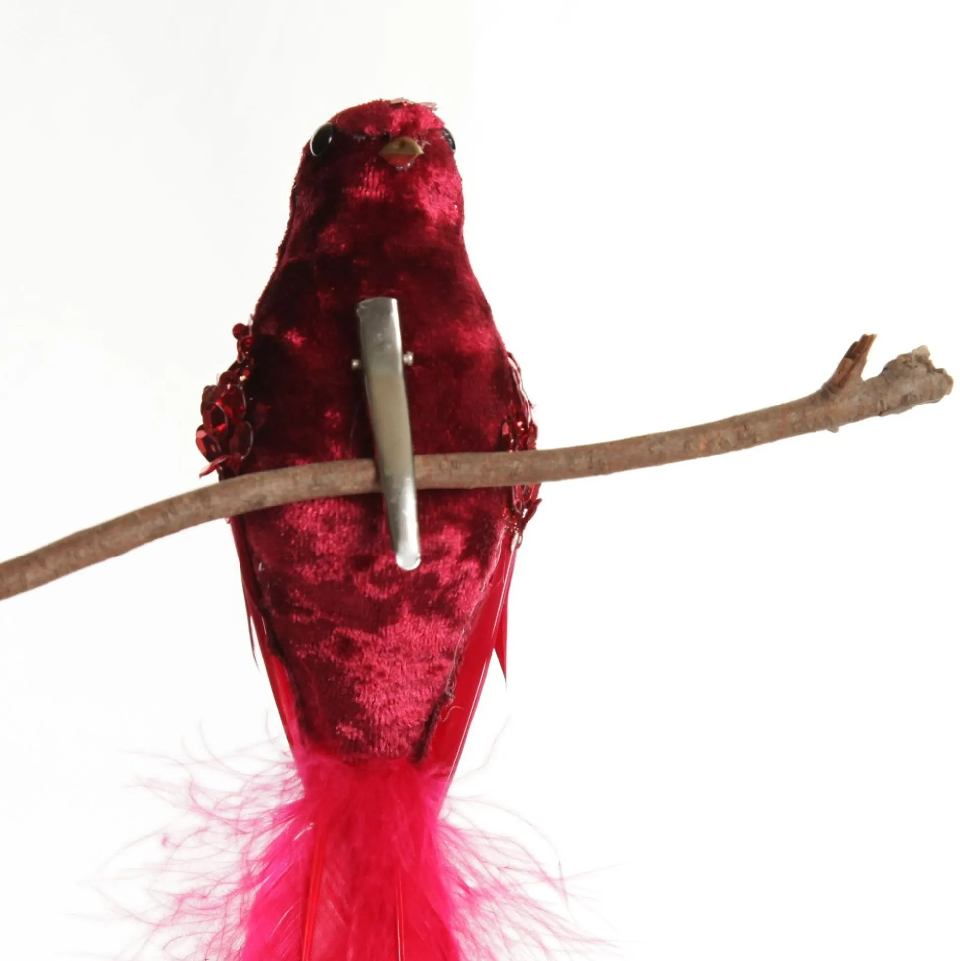Red and Sequin Feather Bird Clip Butterflies And Birds|
