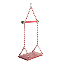 Red and White Bead Christmas Swing Ornament - Single Seat Christmas Ornaments|
