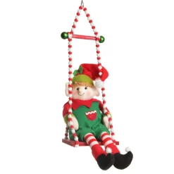 Red and White Bead Christmas Swing Ornament - Single Seat Christmas Ornaments|