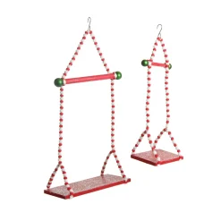 Red and White Bead Christmas Swing Ornament - Single Seat Christmas Ornaments|
