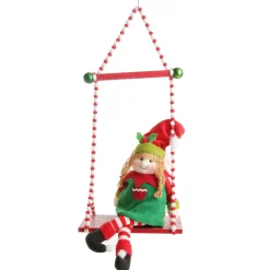 Red and White Bead Christmas Swing Ornament - Double Seat Christmas Ornaments|