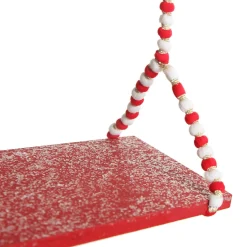 Red and White Bead Christmas Swing Ornament - Double Seat Christmas Ornaments|