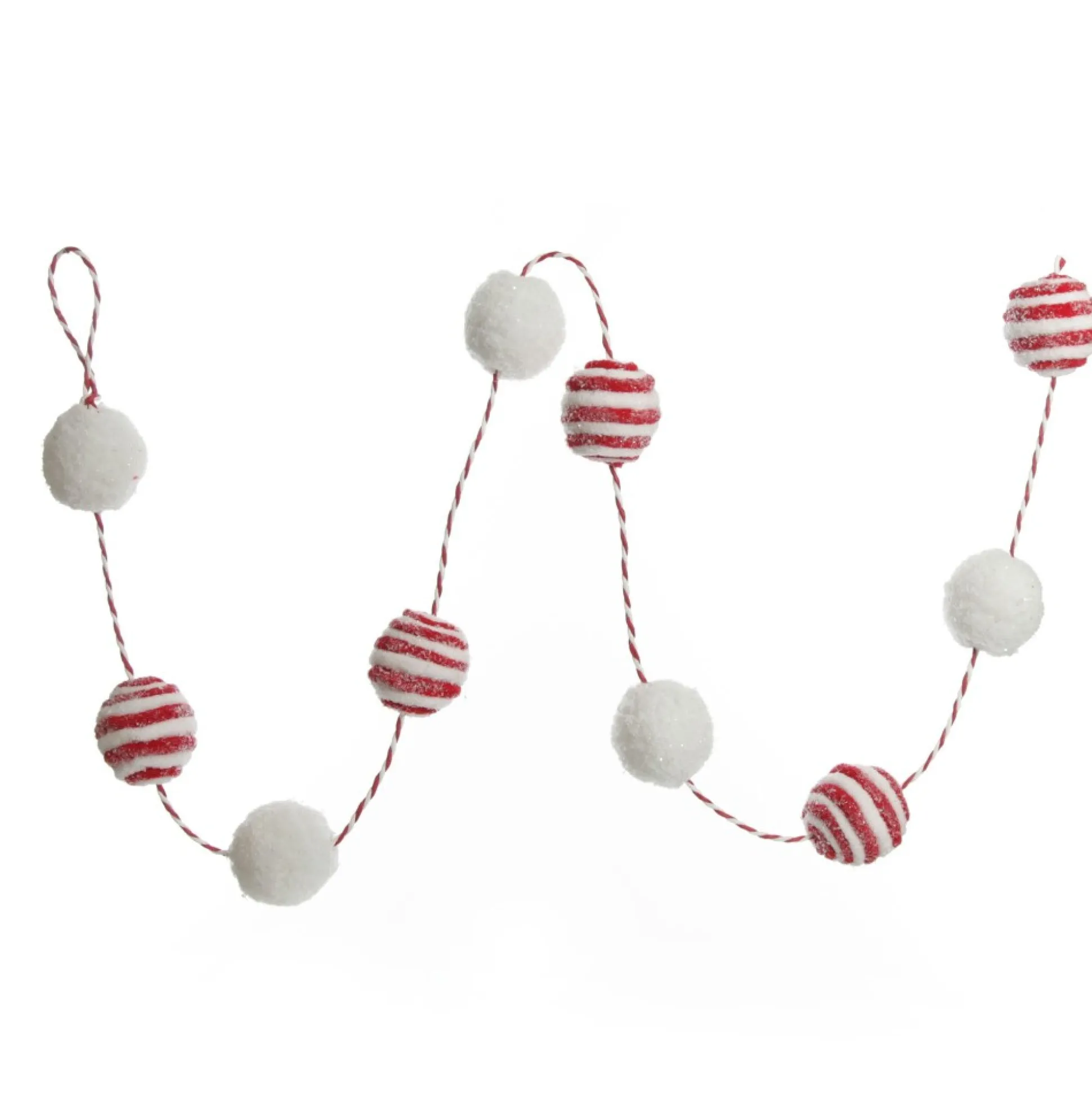 Red and White Candy Cane Stripe Ball Garland Tree Garlands|